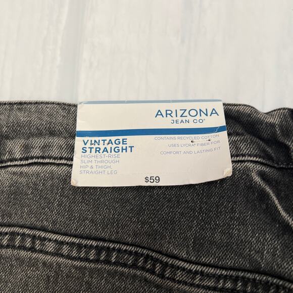 Arizona Highest Rise Vintage Straight Black Jeans Size 13 - Picture 11 of 11